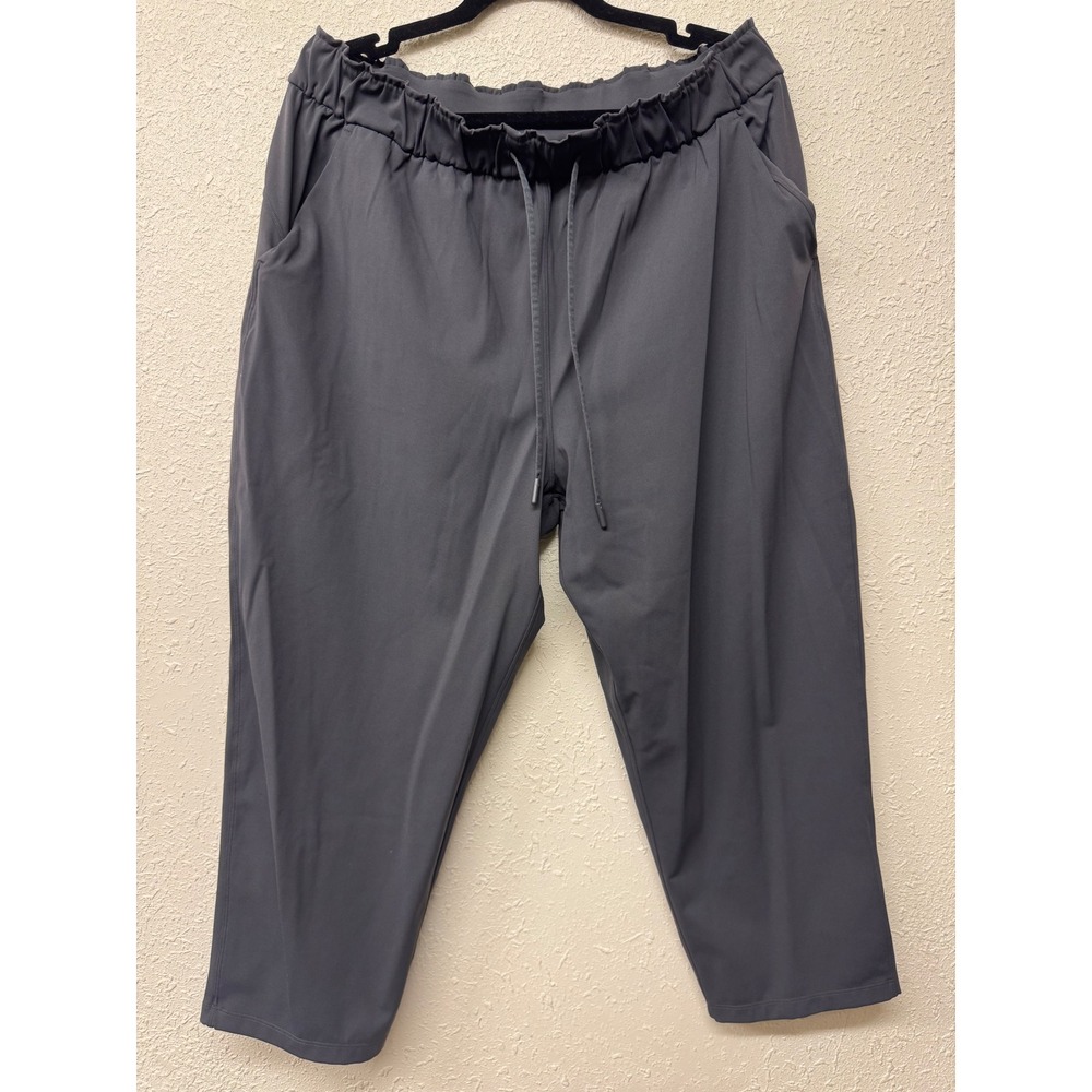 Lululemon Stretch High Rise Crop Pants Womens 14 Gray Drawstring LW6BJXS